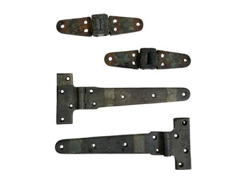 Two Pairs Of Antique Solid Brass Strap Hinges