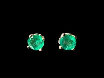 Emerald And 14K Post Earrings