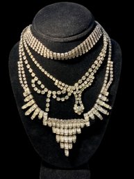 Lot Of Four Vintage Rhinestone Necklaces