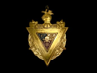 Antique Knights Of Pythias Brass Emblem Medal Skull Crossbones FCB