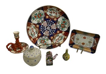 Lot Of Antique And Vintage Japanese Chinese And European Glass And Porcelain Imari Etc