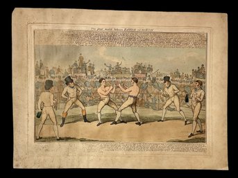 1820 Fores Boxing Etching Great Match Between Randal And Martin