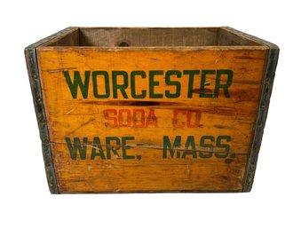 Antique Worcester Soda Co Ware Mass Advertising Wooden Delivery Crate