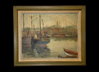 Signed A. N. Arthur Norma  Davis Painting Harbor Scene