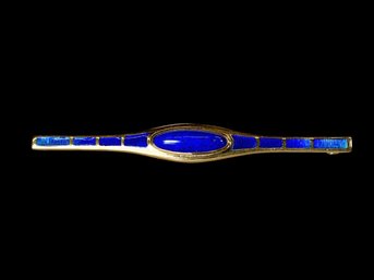 Lapis, Enamel And 14K Antique Brooch