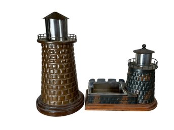 Vintage Mid-Century Lighthouse Coin Bank And Combination Cigarette Holder And Ashtray