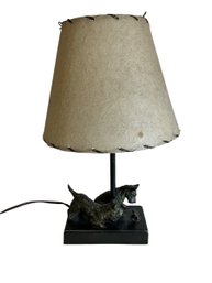 Antique / Vintage Bronze And Metal  Table Lamp Scottish Terriers With Frog