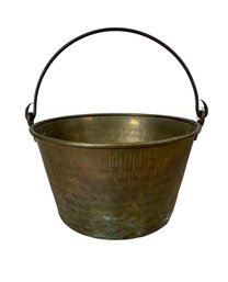 Antique Brass And/or Copper And Wrought Iron Kindling Bucket Or Plant Pot