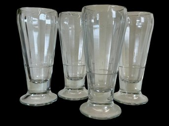 Four Vintage Or Antique Thick Milkshake Glasses