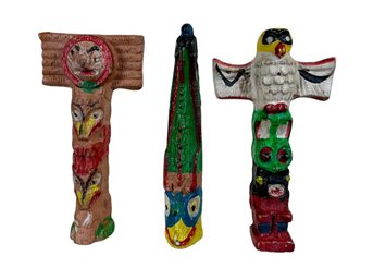 Hand Painted Clay Totem Poll Figures