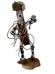 Hoop Dancer Folk Art Statue Carved Wood Signed Yazzie