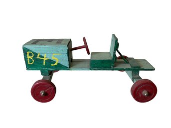 Painted Wooden Folk Art Go Cart Soap Box Car