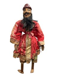 Antique Indonesian Hand Carved Marionette Carved Wood Cloth And Paint