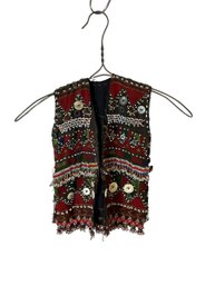 Funky Vintage Afghan Beaded And Embroidered Childs Vest