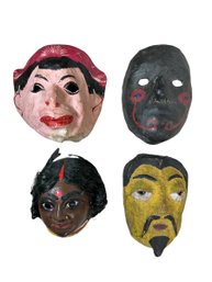 Four Small Vintage Folk Art  Papier Mache Masks