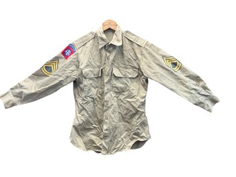 Korean War Era Khaki US Army Shirt With Airborne And Other Patches