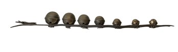 Large Bronze Sleigh Bells On Leather 27 Inches