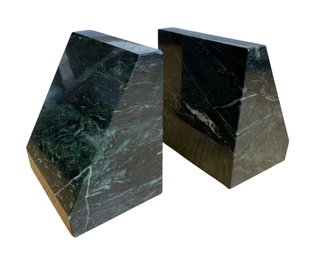 Green Cornish Marble Wedge Form Bookends