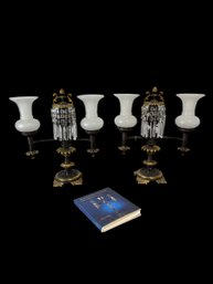Stunning Pair Of  Ami Argand Victorian Table Lamps And Book