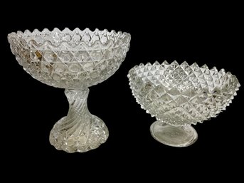 Two Antique Pressed Glass Compotes