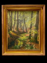 Carl Milton Jensen 1905 Signed Oil Painting Forest