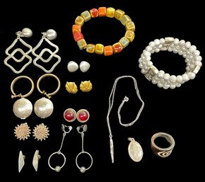 Costume And Sterling Vintage Jewelry Lot Boatswain Necklace Earrings Towle Two Turtle Doves Beaded Bracelet