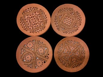 Vintage Terra Cotta Mandala Coasters Hand Made