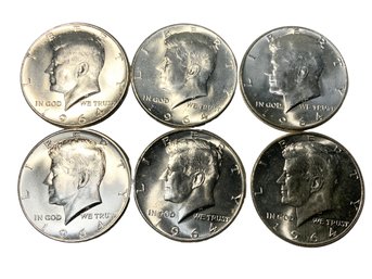 6 1964 Kennedy Half Dollars 90 Percent Silver