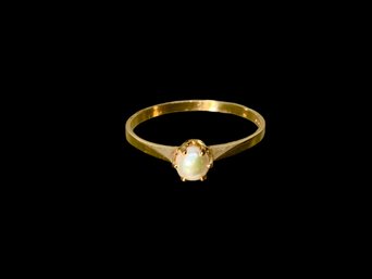 14K Gold Antique Pearl Solitaire Ring Size 9