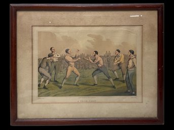 1820 A Prize Fight Bare Knuckle Boxing Etching Hand Colored