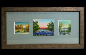 Framed Oil Painting Triptych Mystery Artist