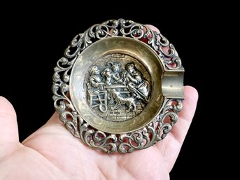 Small Silver Repousse Ashtray Marked 985 Silver