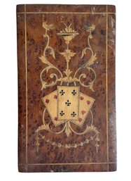 Antique Impressive Inlaid Burl Wood Card Deck Box