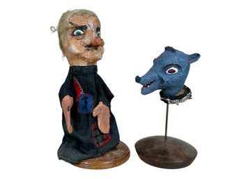 Pair Of Puppet Folk Art Paper Mache Outsider Art Figures