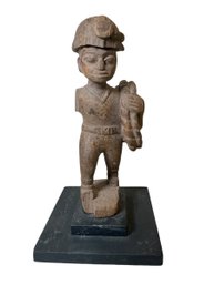 Early 20th Century African Wood Carved Figure Of A Miner Folk Art