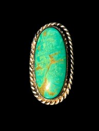 Vintage Turquoise And Sterling Statement Ring Native American Or Style