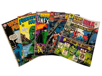 5 1960s/1970s Silver Age Comics Marvel And DC, Hulk, Superman, Batman, Forbidden Worlds Etc