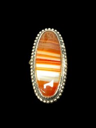 Sterling And Lace Agate Cabochon Ring