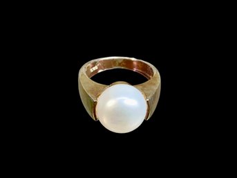 Sterling And Pearl Solitaire Cocktail Ring