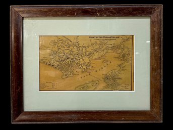 1856 Gloucester Harbor Map Printed On Linen
