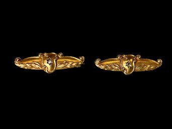 Small 14K Gold Brooches Set With Diamonds