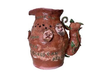 Puzzle Pot Folk Art Clay Jug