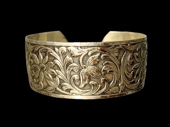 Beau Sterling Vintage Floral Cuff Bracelet