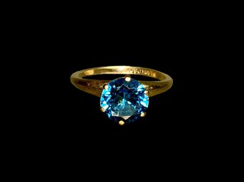 10K And Blue Stone Vintage Solitaire Ring