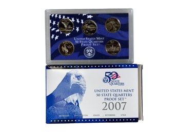 United States Mint 50 State Quarters Proof Set 2007 Montana Washington Idaho Wyoming Utah