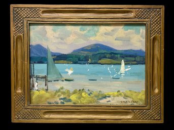 Framed Oil Painting South West Harbor Maine Signed Charles Henry Richert