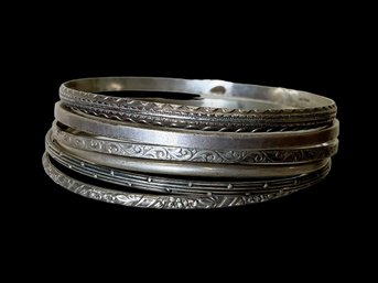 6 Sterling Silver Bangle Bracelets Vintage And Antique