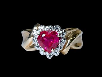 10K Gold Ring With Pink Heart Shaped Stone