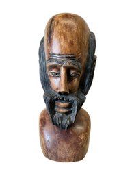 Carved Wooden Bust Man With Beard