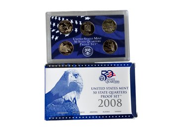 United States Mint 50 State Quarters Proof Set 2008 Oklahoma New Mexico Arizona Alaska Hawaii